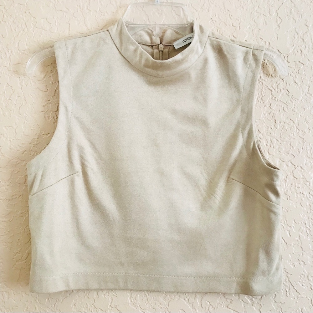 Beige Suede Crop Top